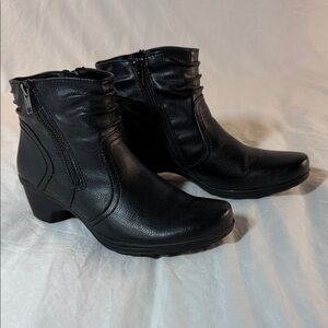 Earth Origins Black Faux Leather Ankle Booties